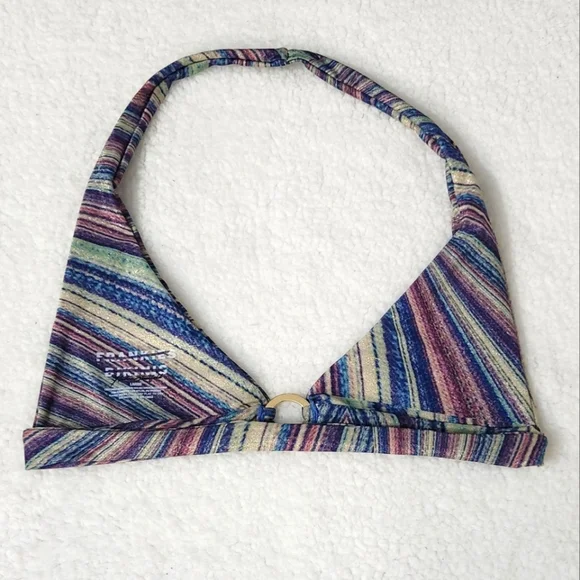 New!Frankie's Bikinis Eden Halter Bikini Top in Shimmy Blue‎ - Picture 7 of 9